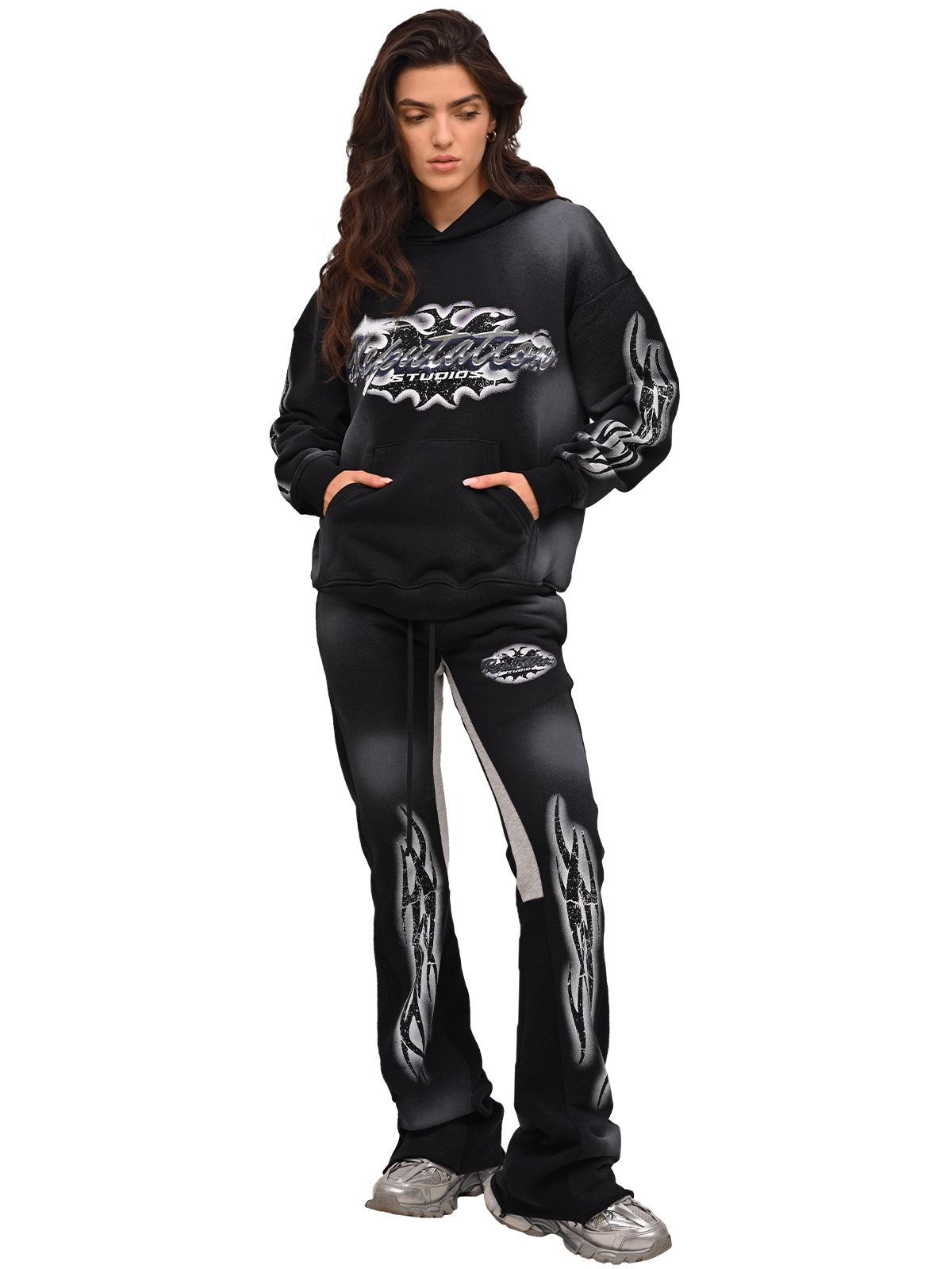 Tribal Flare Sweatpants - Black