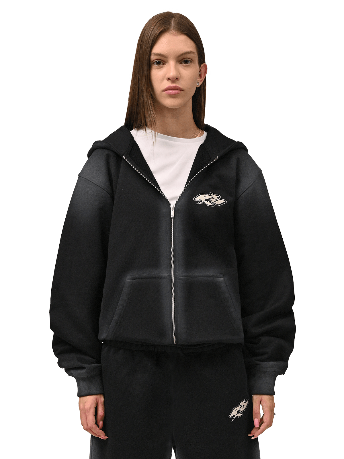 Y2K Zipper Hoodie - Black