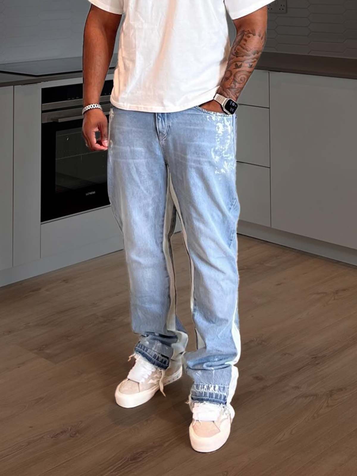 Flare Track Denim - Light Stone