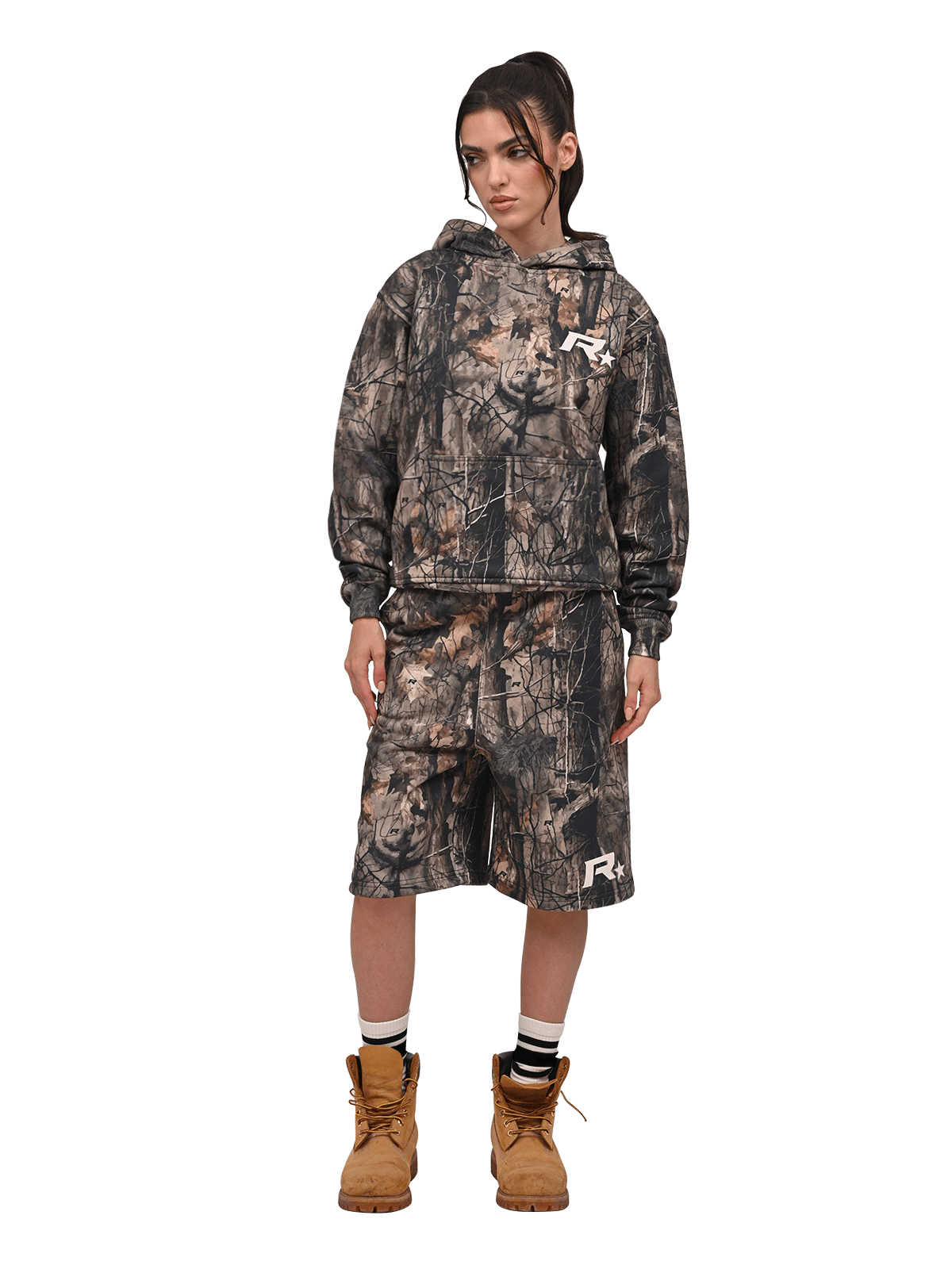 Baggy Jersey Shorts - Forest Camo