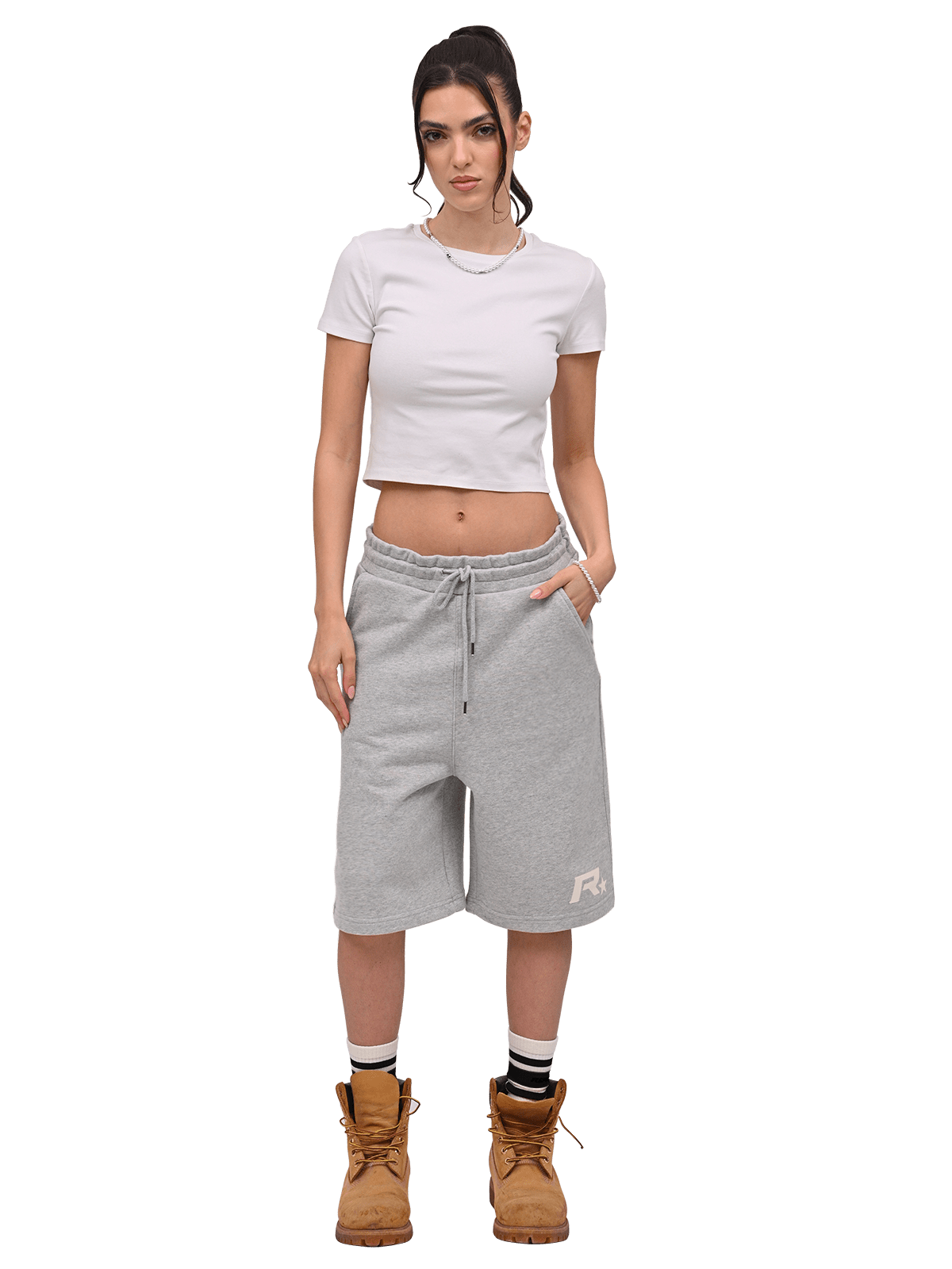 Baggy Jersey Shorts - Heather Grey