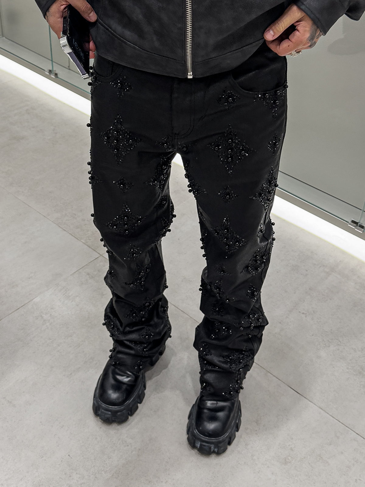 Black Wax Embellish Denim