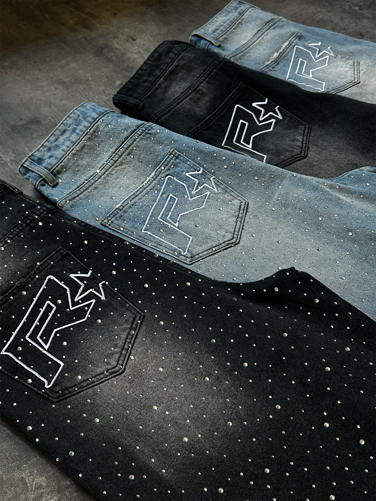 Rhinestone Denim Jorts - Cream Wash