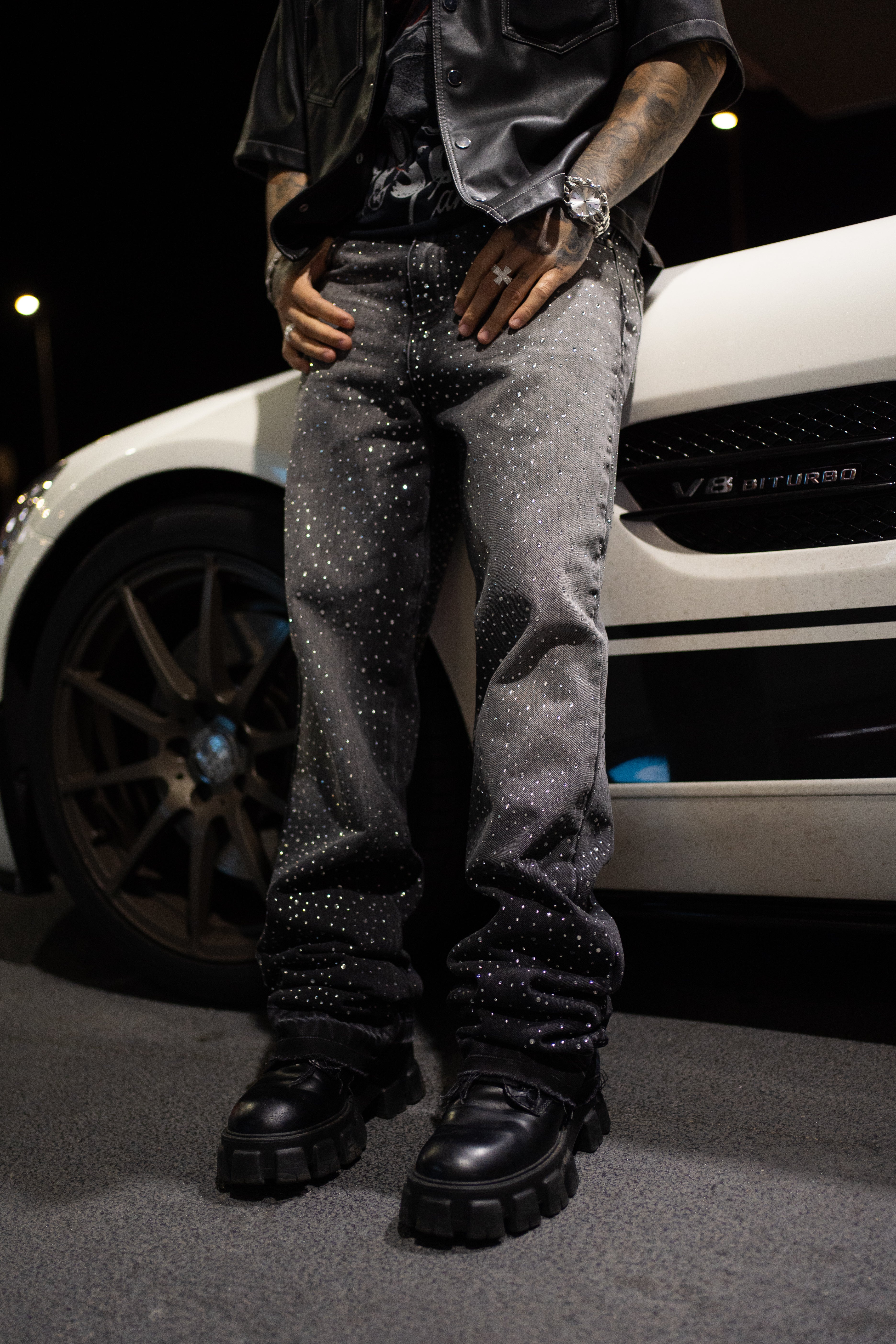 Crystal Flare Denim - Black