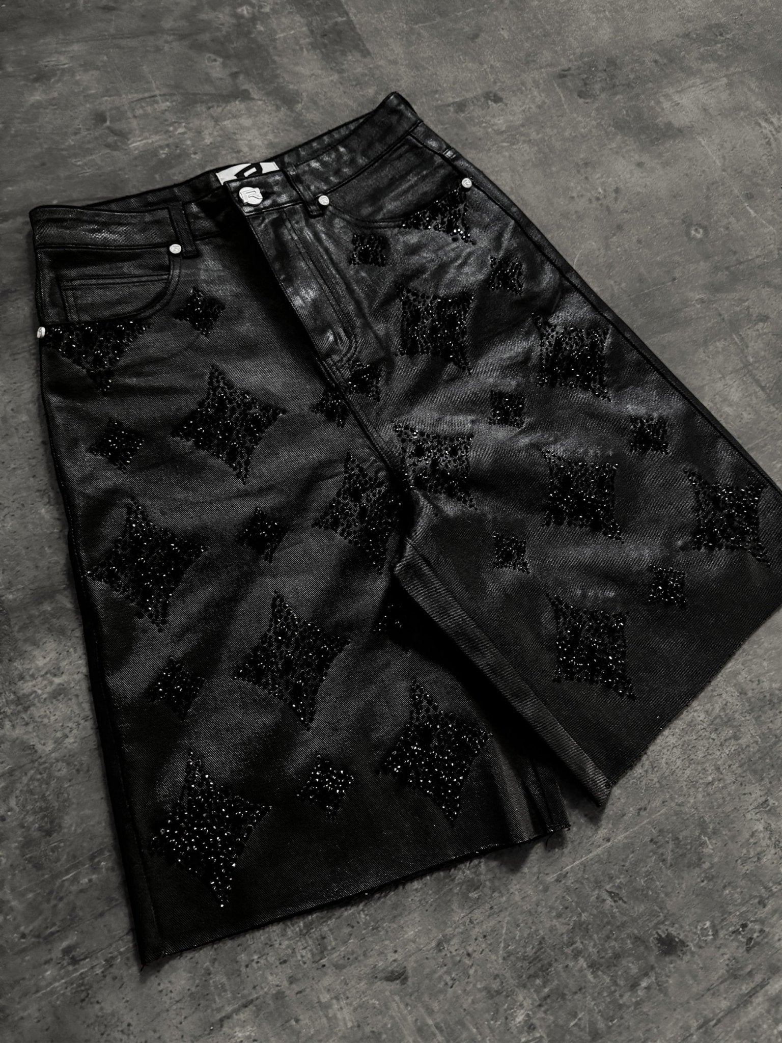 Black Wax Embellish Jorts - Reputation Studios