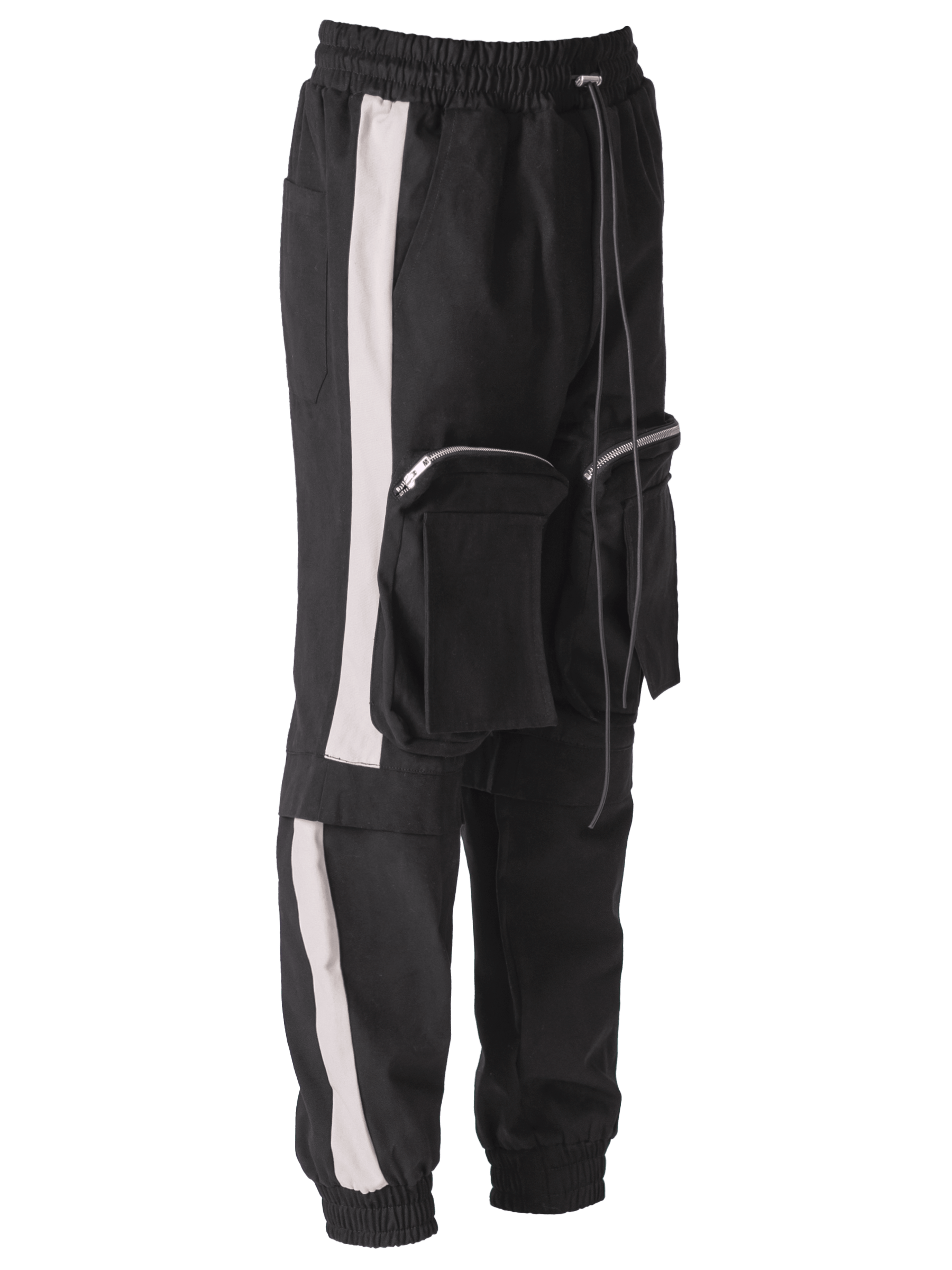 Colour-Block Cargo Pants - Black / Stone