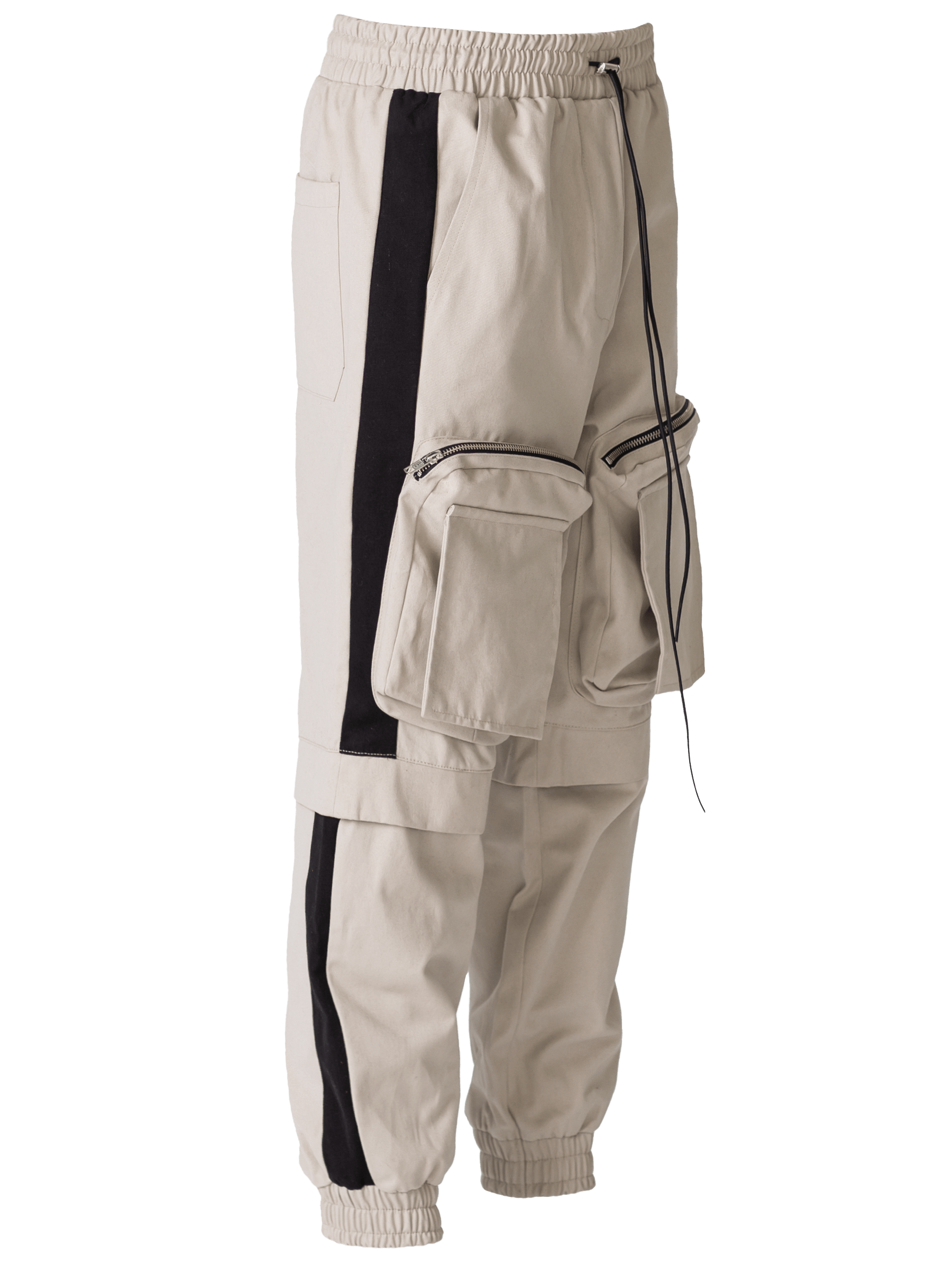 Colour-Block Cargo Pants - Stone / Black