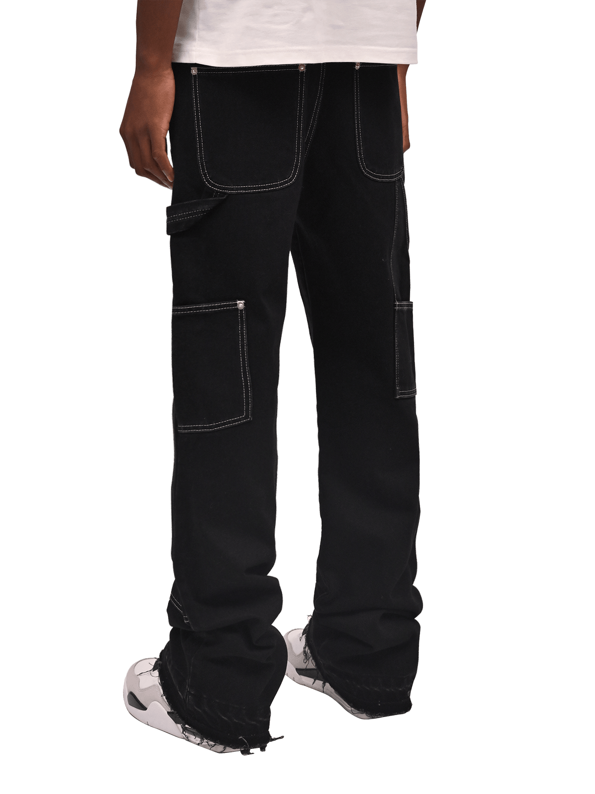 Contrast Stitch Flare Denim - Black - Reputation Studios