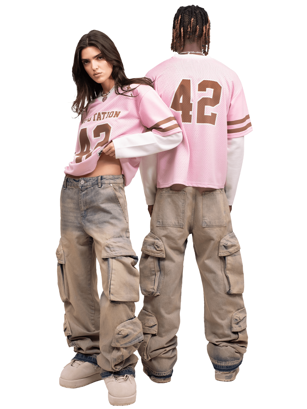 Double Cargo Denim - Cream Wash - Reputation Studios