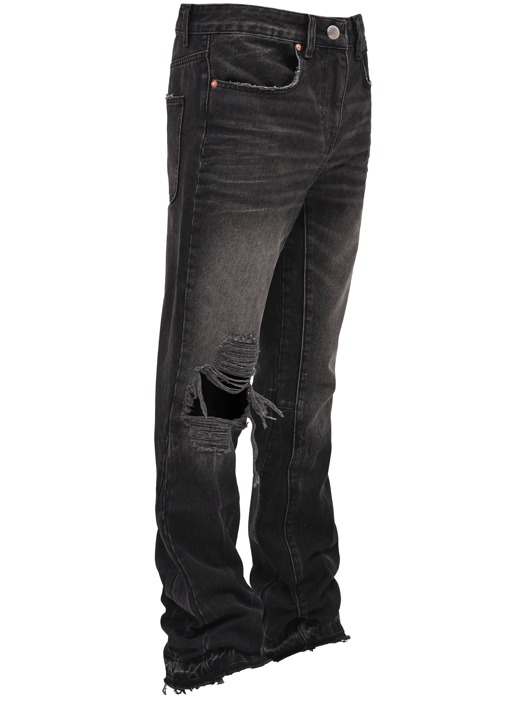 Knee Blowout Flare Denim - Black