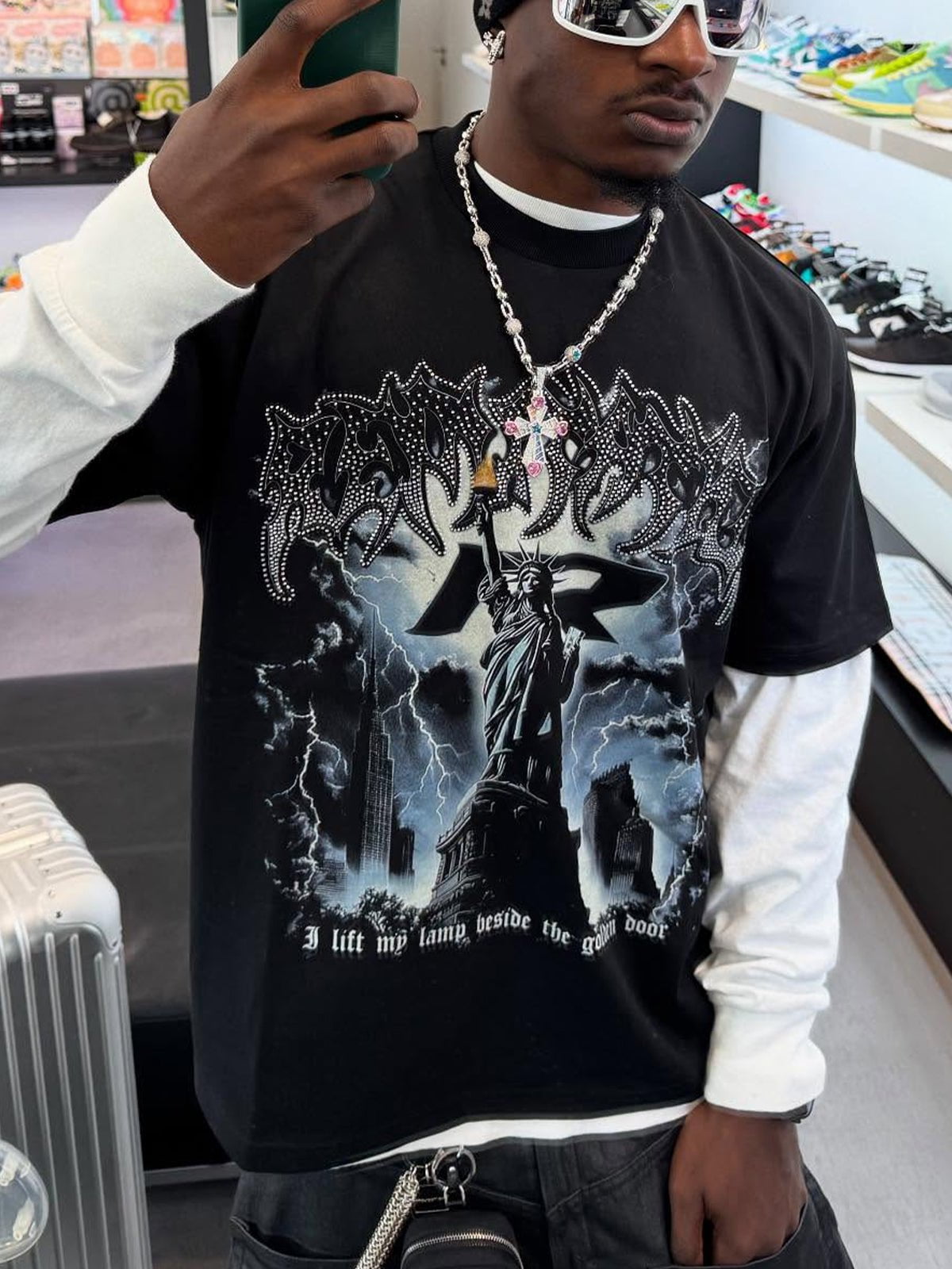 Liberty Blackout Rhinestone Tee - Reputation Studios