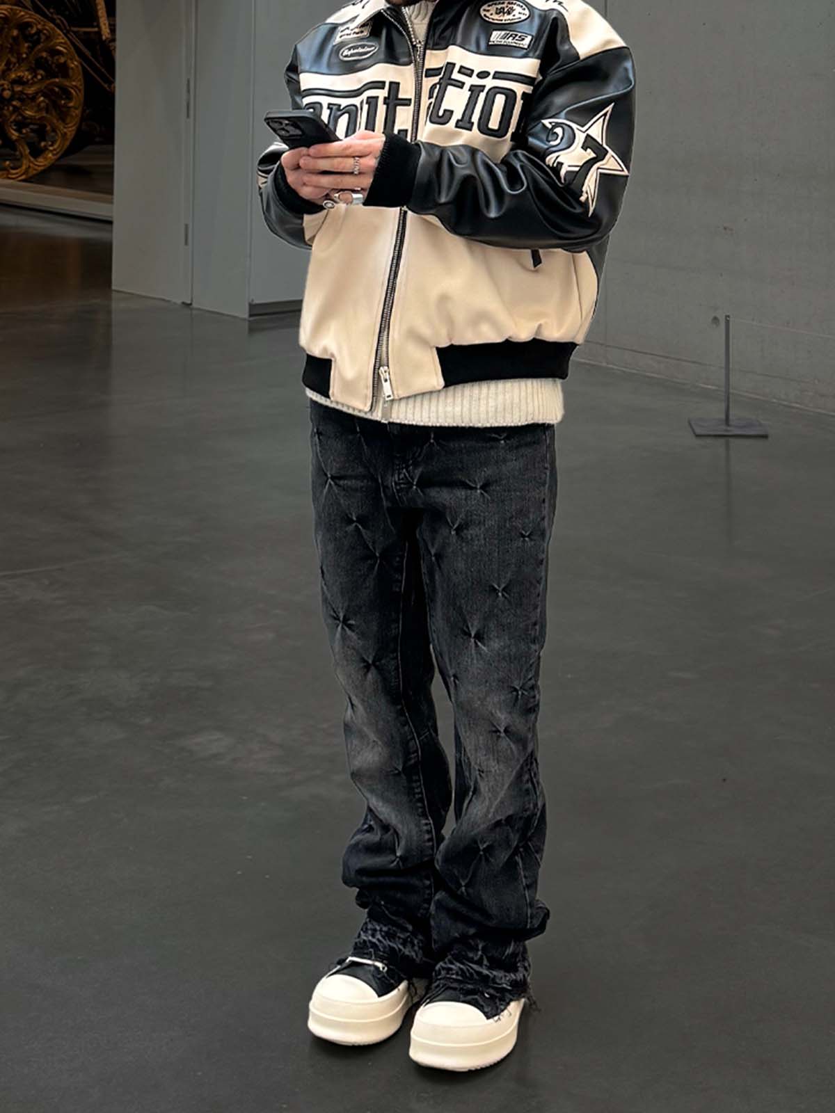 Pinched Flare Denim - Black - Reputation Studios