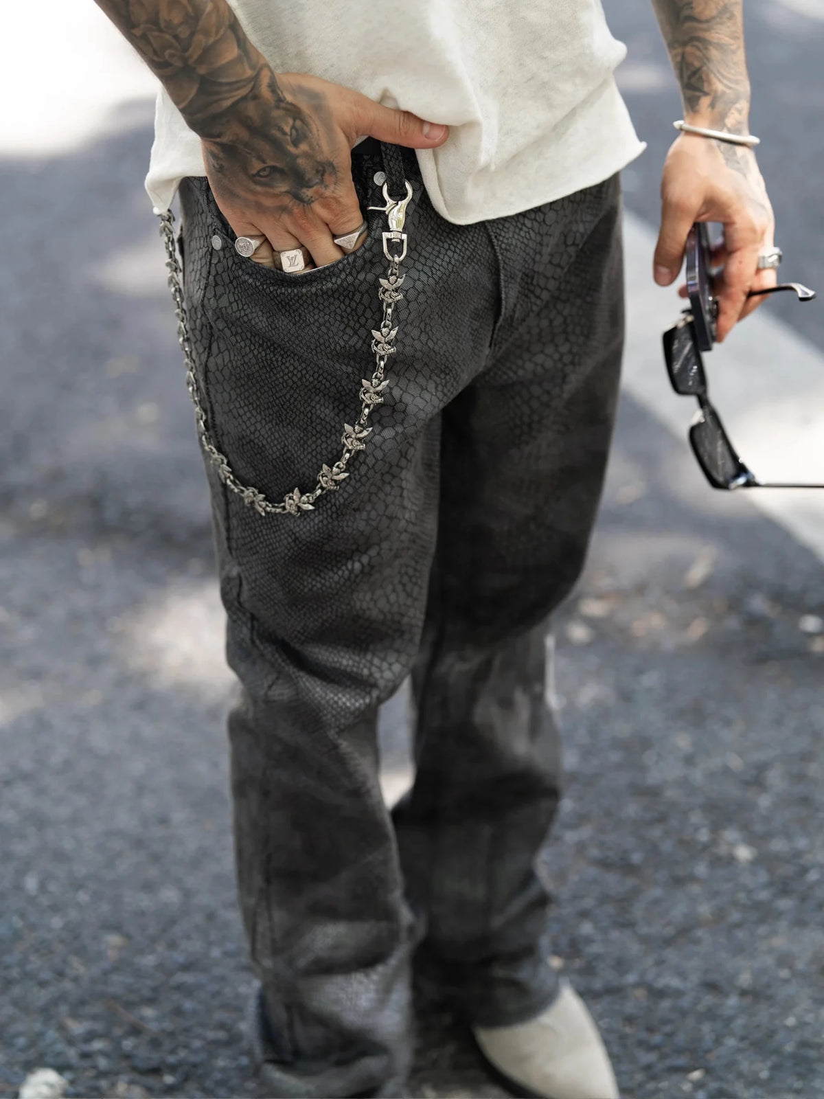 Python Camo Denim - Black - Reputation Studios