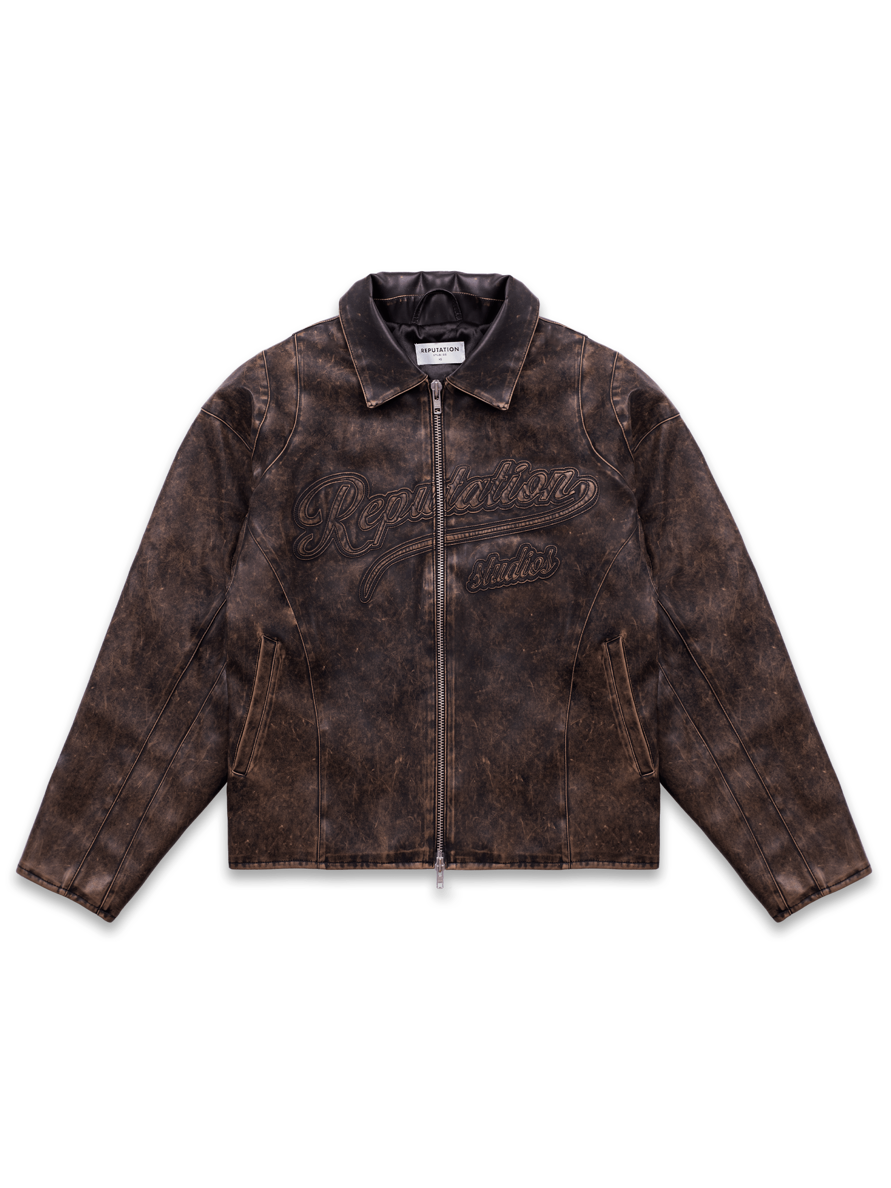 Vintage Leather Jacket Acid Wash