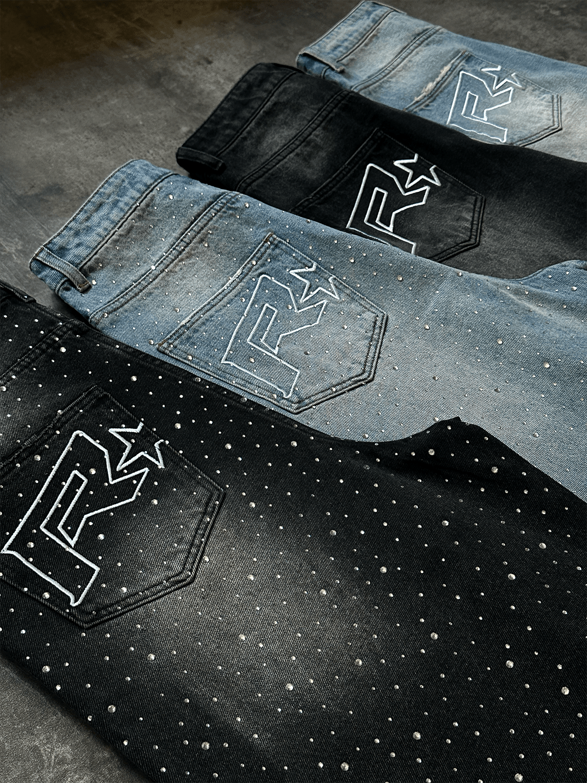 Rhinestone Denim Jorts - Black - Reputation Studios