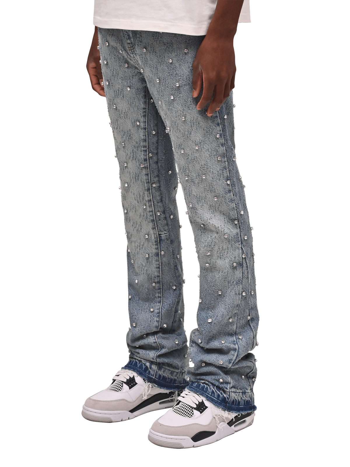 Rhinestone Flare Denim - Light Stone - Reputation Studios