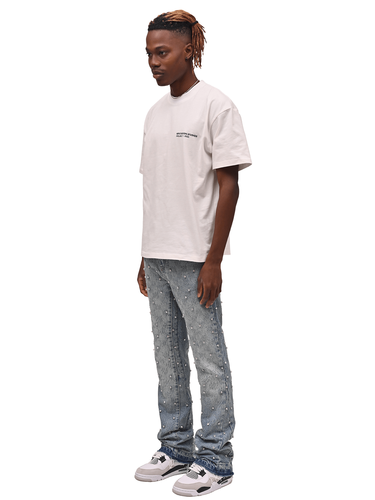 Rhinestone Flare Denim - Light Stone - Reputation Studios