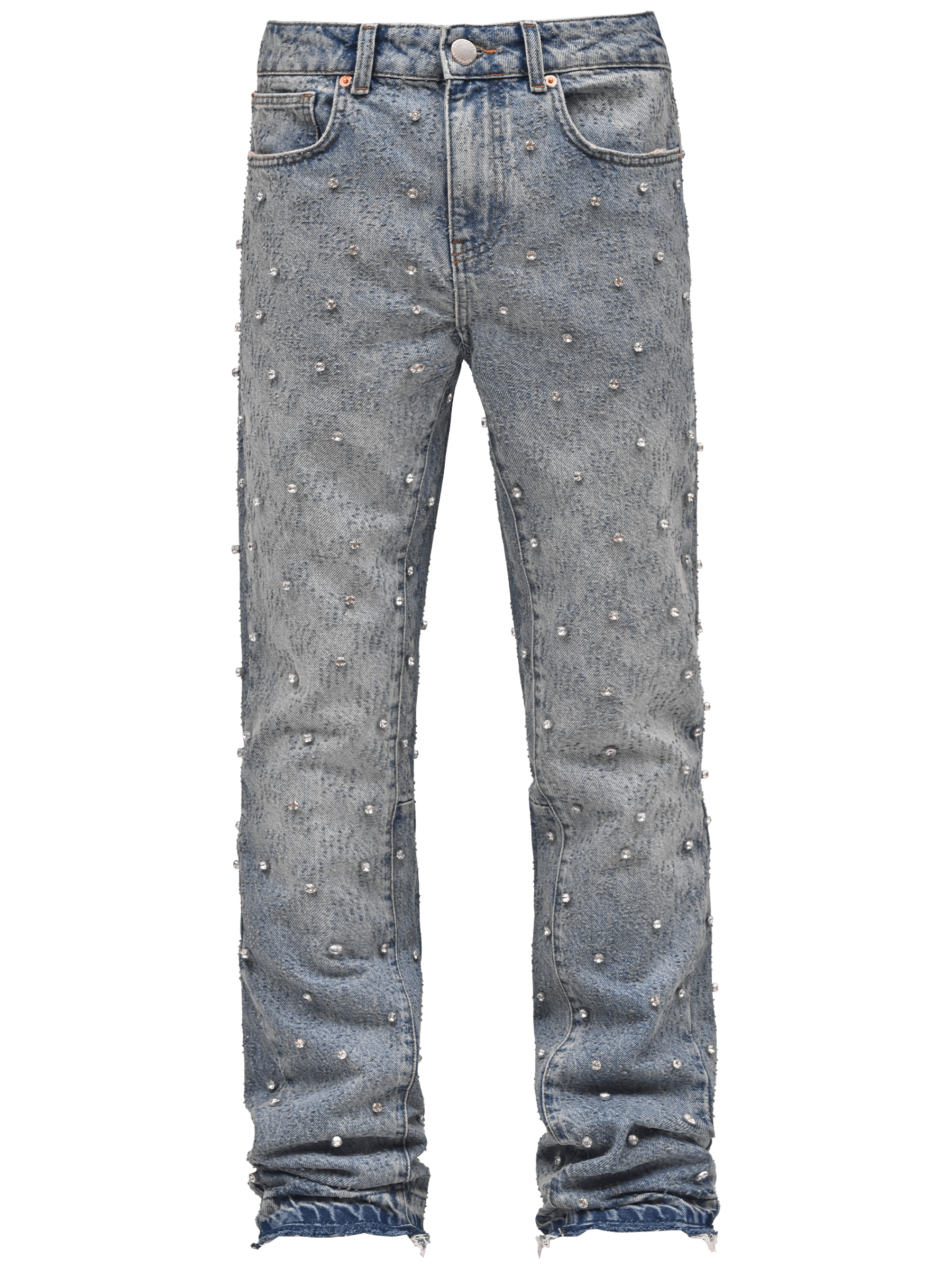 Rhinestone Flare Denim - Light Stone