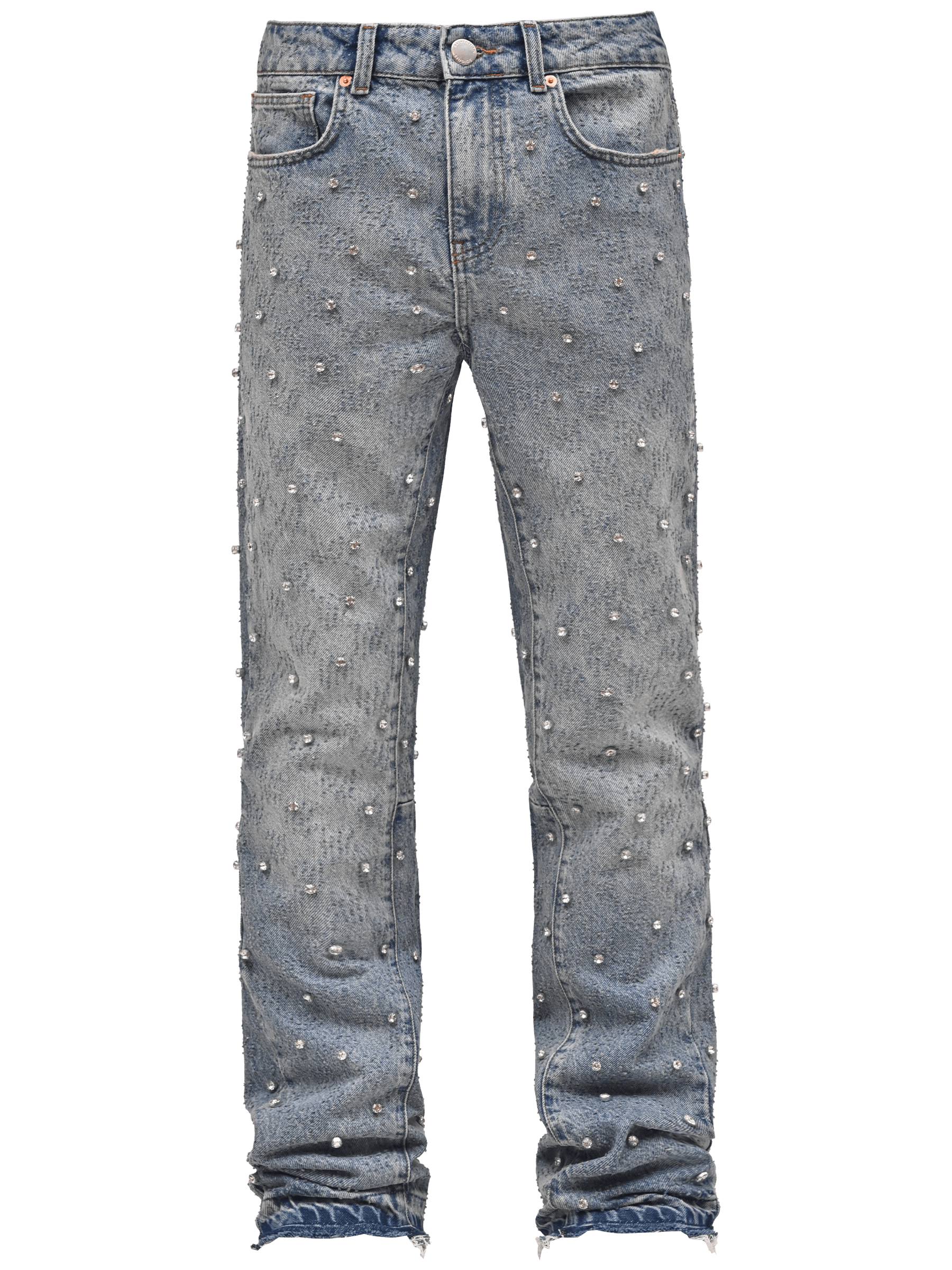 Rhinestone Flare Denim Light Stone