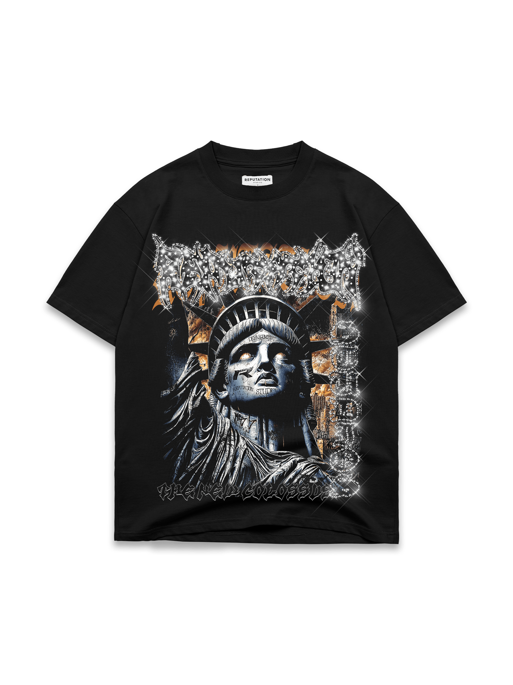 トップス Rhinestones Print T-shirt ONLYWOOD Womens Bling Rhinestone Tops Leopard T Shirt