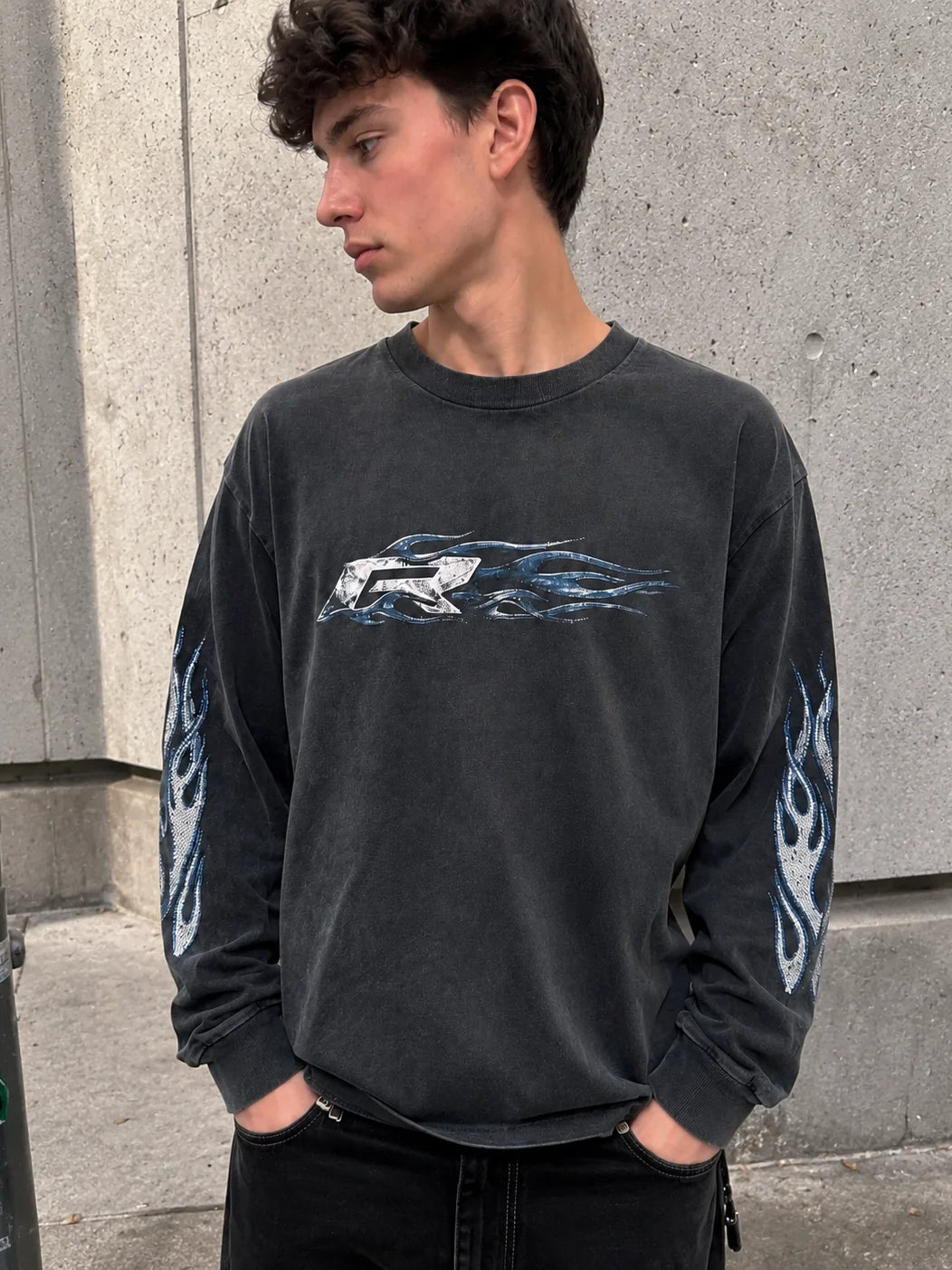 Blue Flames Long Sleeve Tee