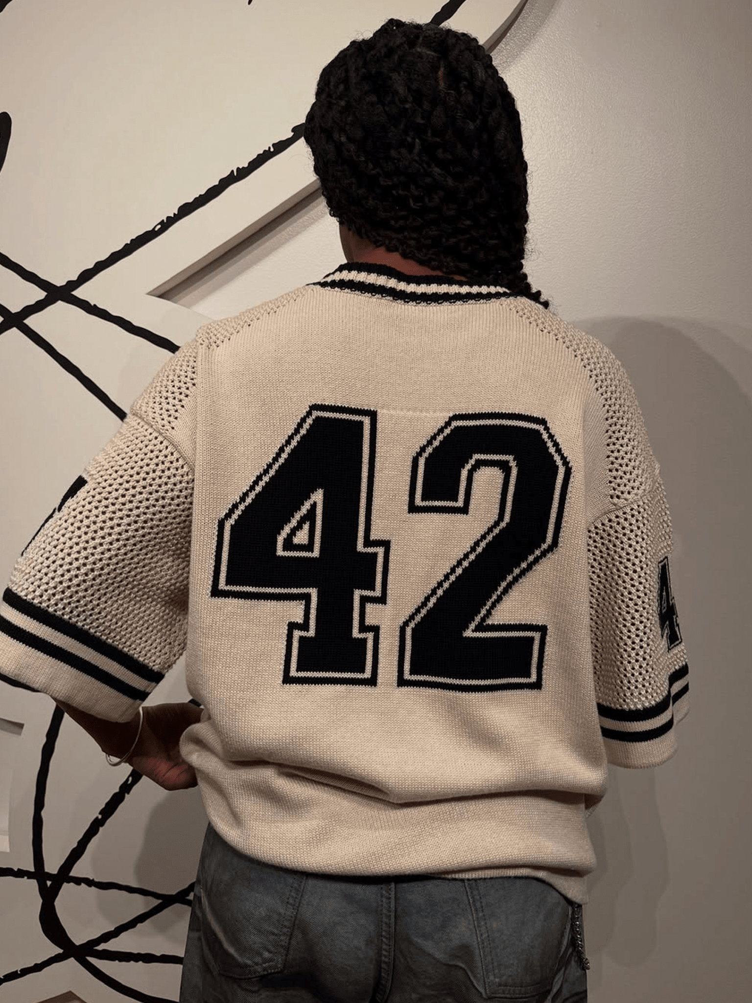 Y2K Knit Hockey Jersey - Cream - Reputation Studios