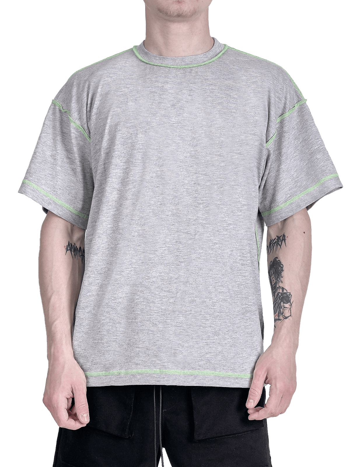 Contrast Stitch Tee - Heather Grey