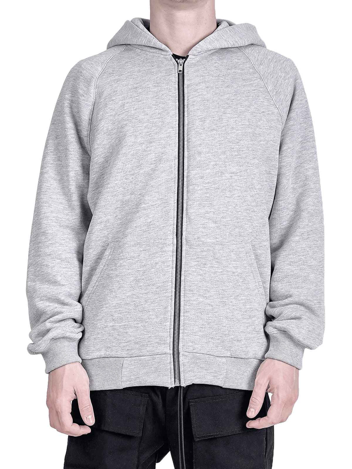 Oversized Zipper Hoodie - Heather Grey