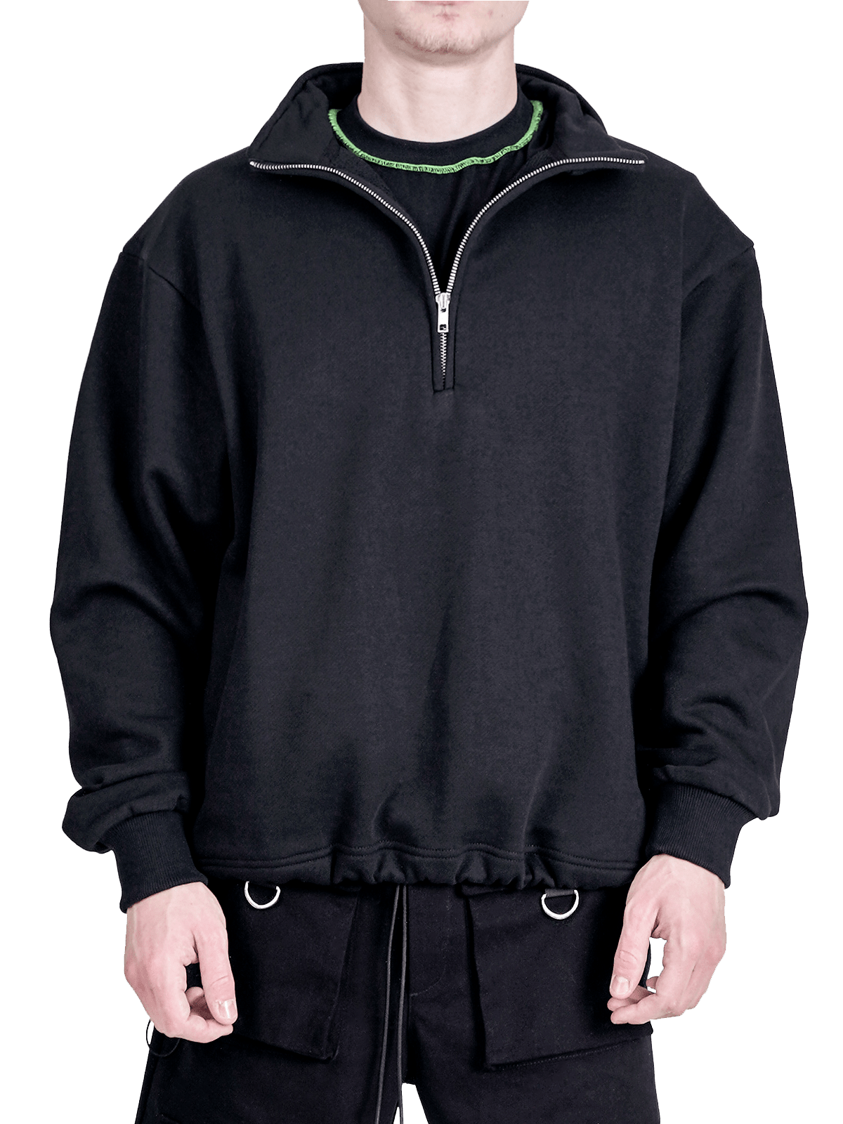 3/4 Zipper Sweater - Black