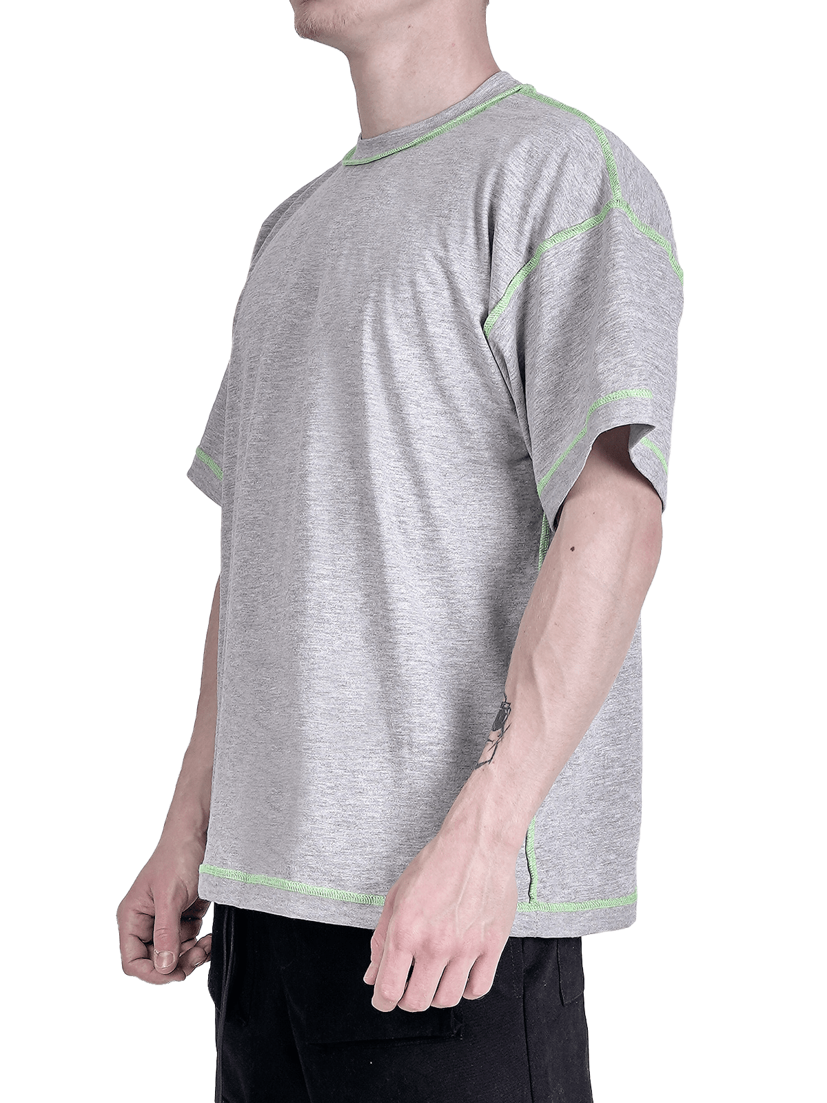 Contrast Stitch Tee - Heather Grey