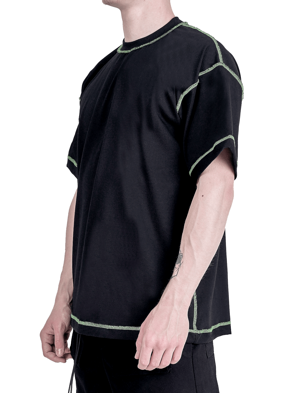 Contrast Stitch Tee - Black