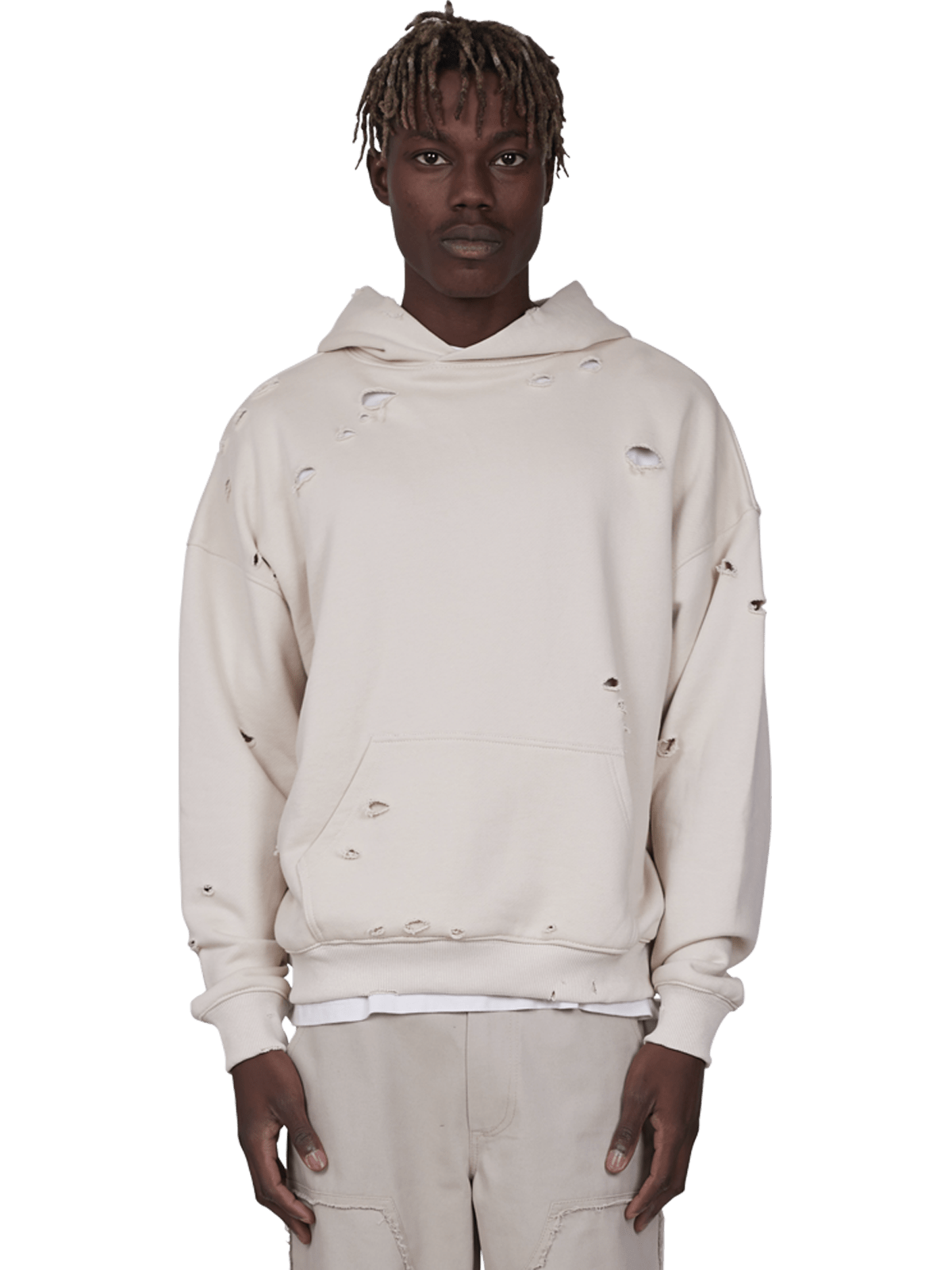 Ripped Hoodie - Ivory