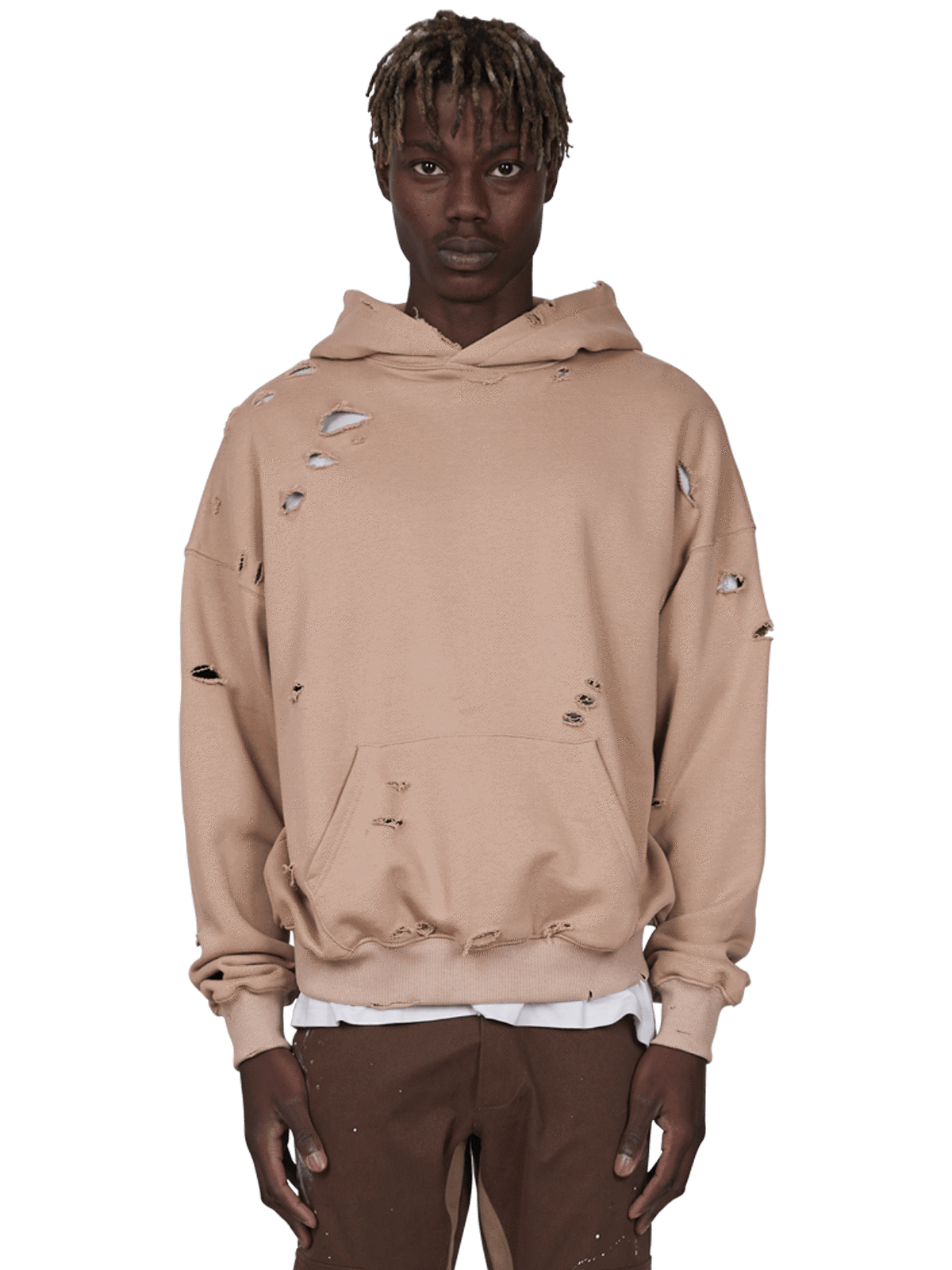 Ripped Hoodie - Sand