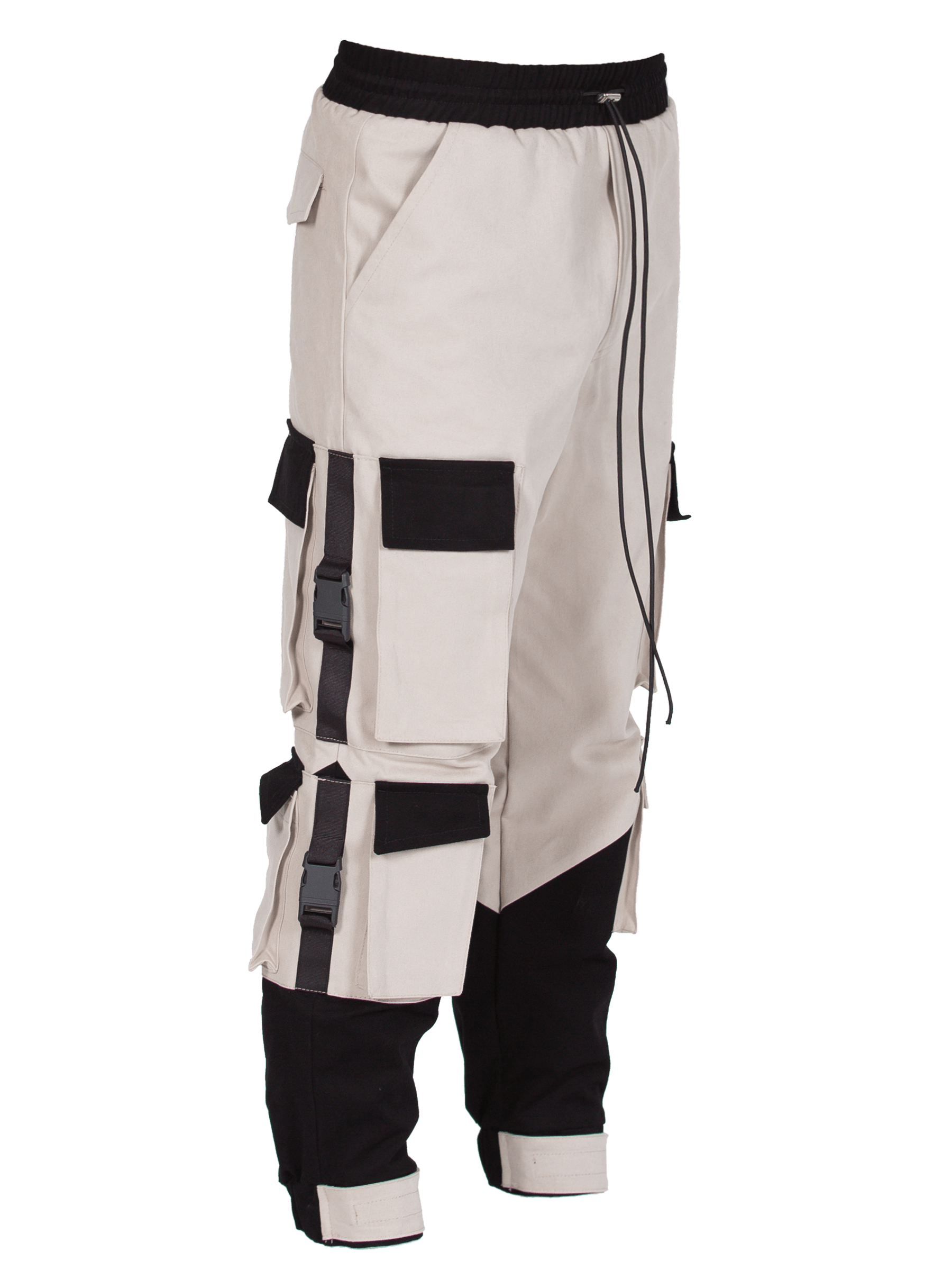 Multi Pocket Cargo Pants - Stone / Black