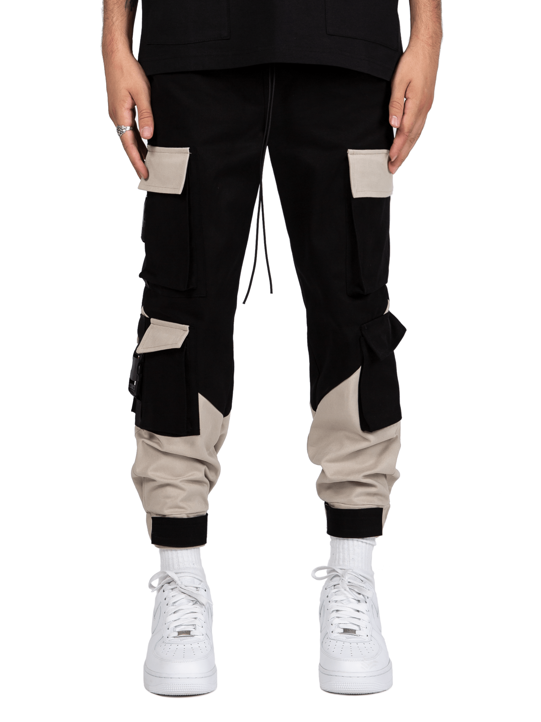 Multi Pocket Cargo Pants - Black / Stone