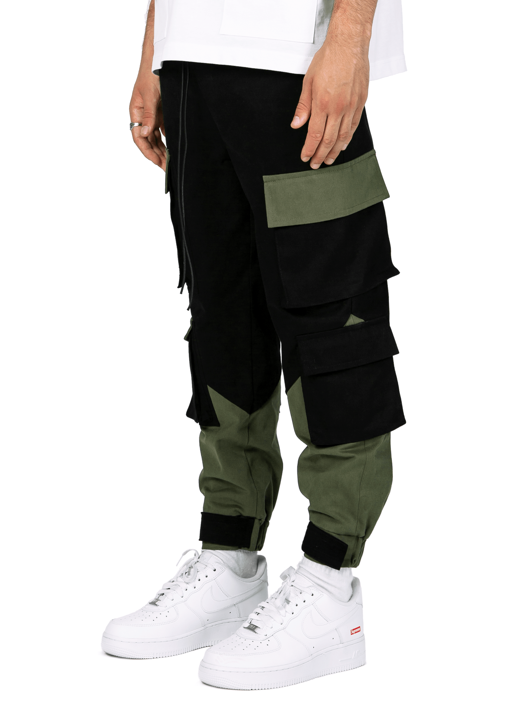 Multi Pocket Cargo Pants - Black / Forest
