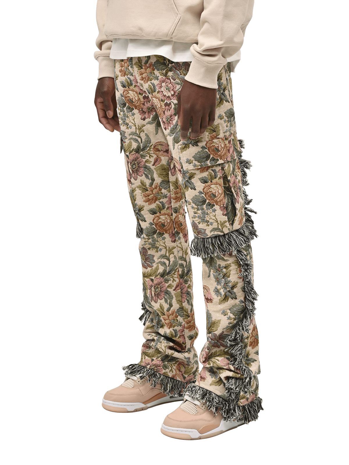 Flare Cargo Tapestry Pants - Floral