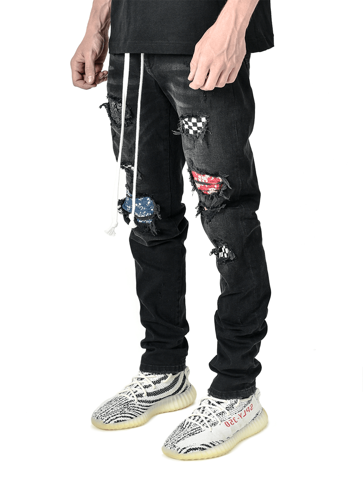 Biker Patch Denim - Black Multi - Reputation Studios