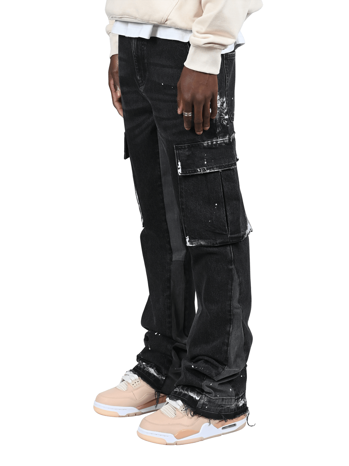 Cargo Flare Denim - Black - Reputation Studios