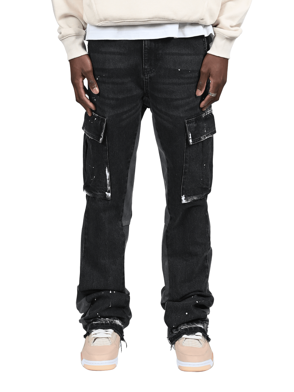 Cargo Flare Denim - Black - Reputation Studios