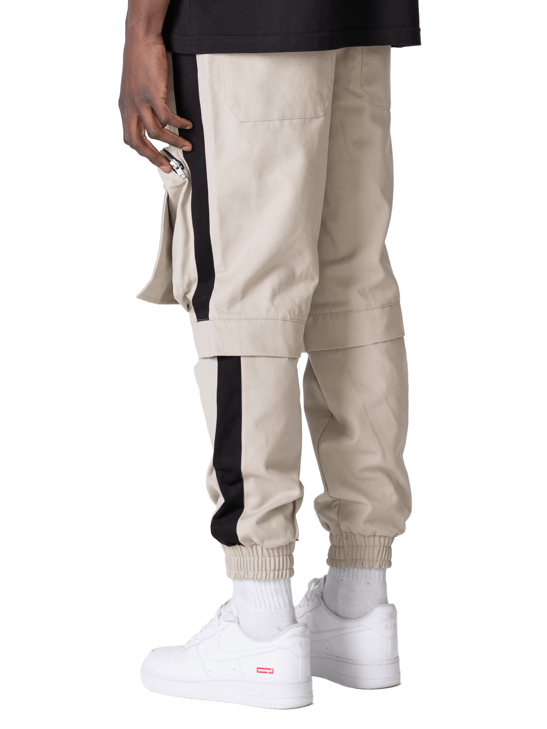 Colour-Block Cargo Pants - Stone / Black
