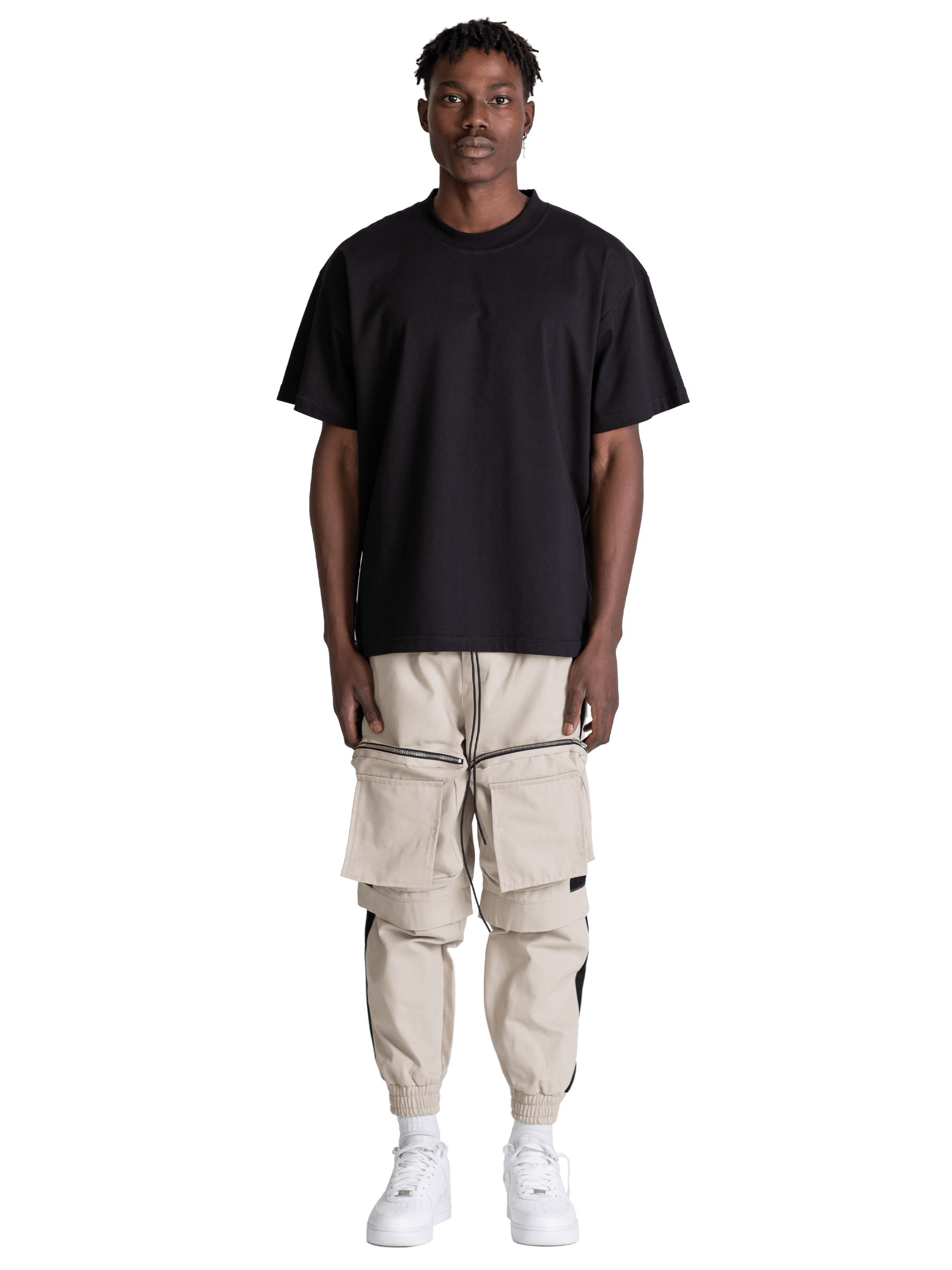 Colour-Block Cargo Pants - Stone / Black