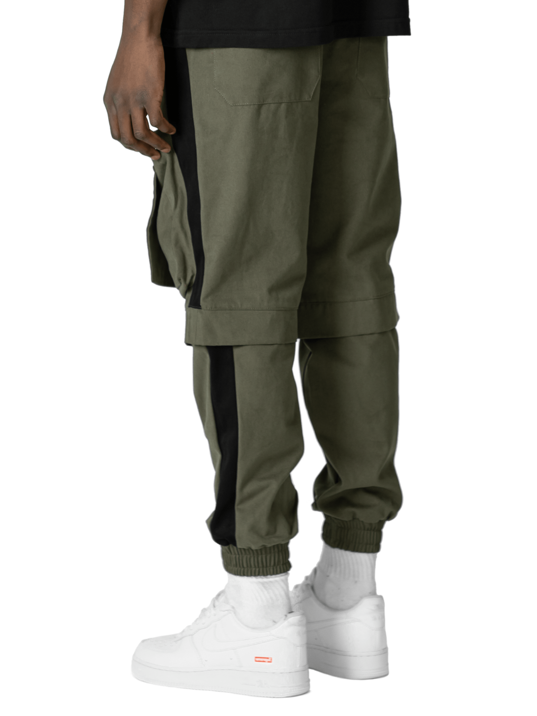 Colour-Block Cargo Pants - Forest / Black