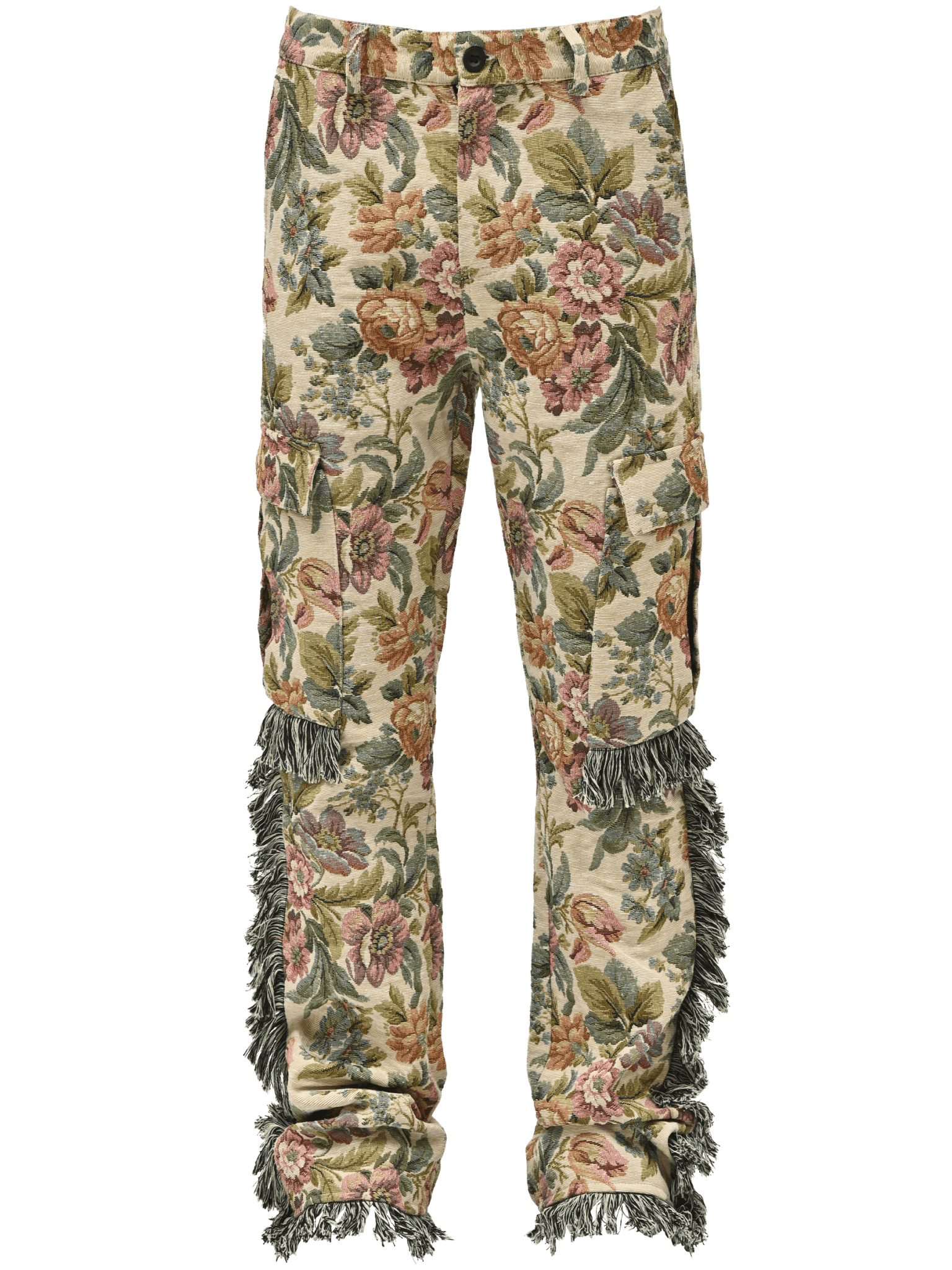 Flare Cargo Tapestry Pants - Floral