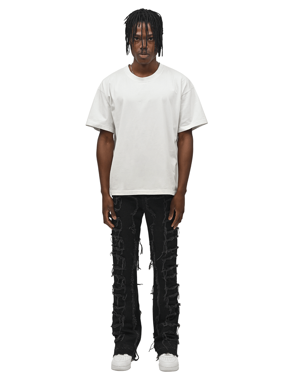 Flare Repaired Denim - Black - Reputation Studios