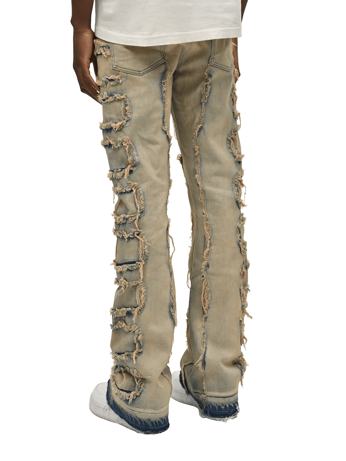 Flare Repaired Denim - Cream Wash - Reputation Studios