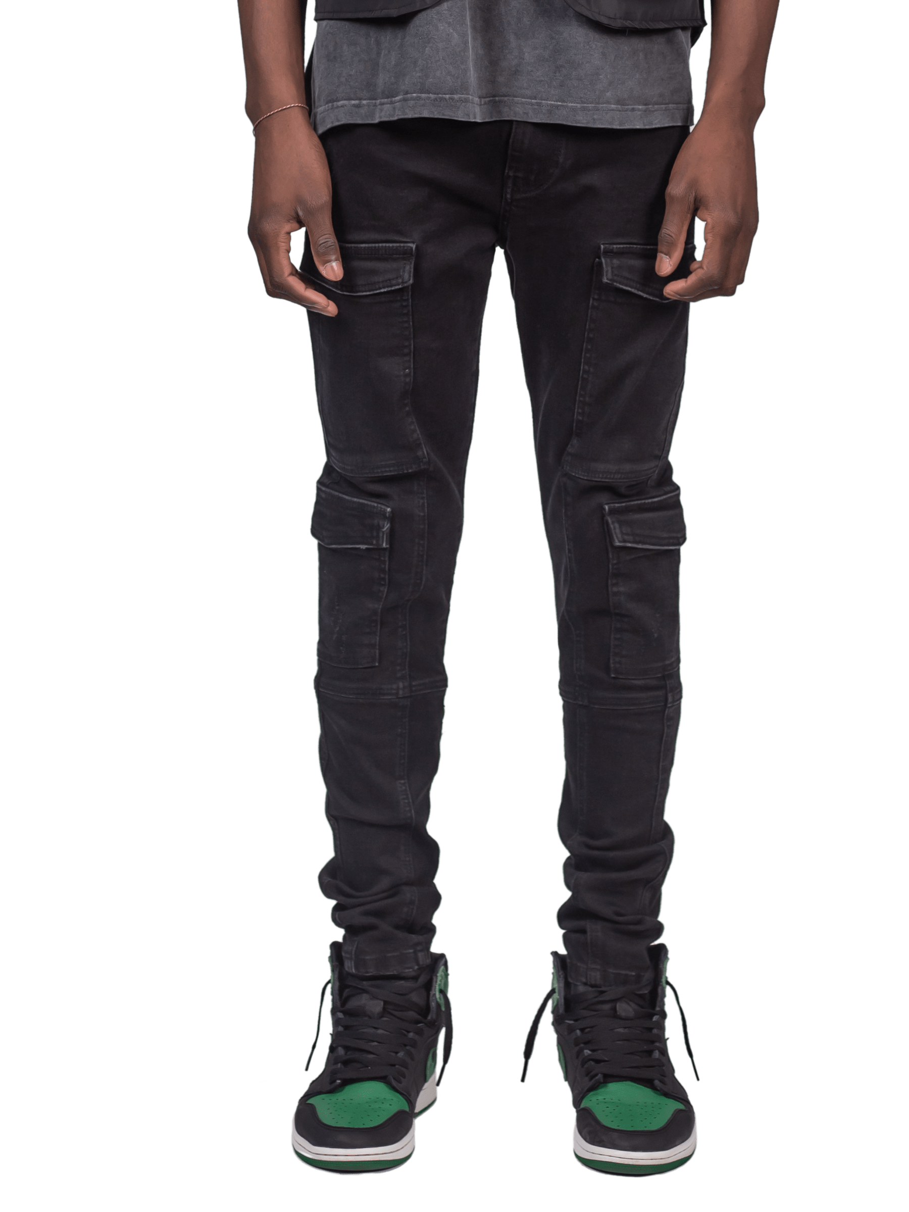 Front Pocket Cargo Denim - Black