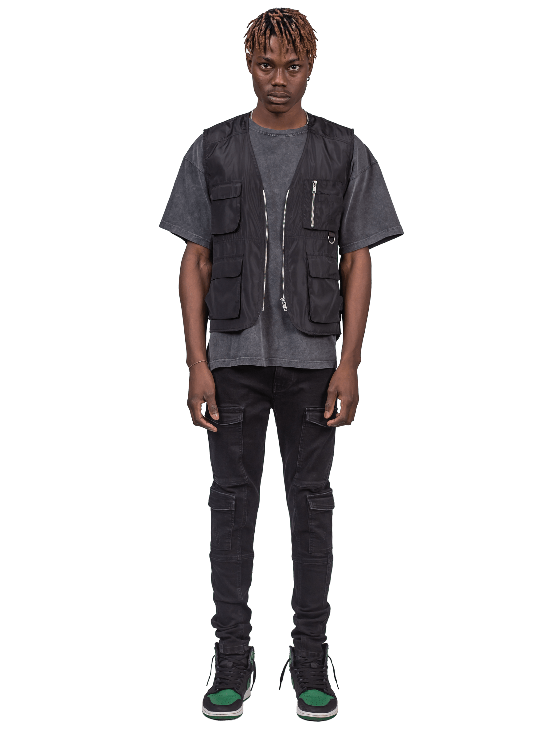 Front Pocket Cargo Denim - Black