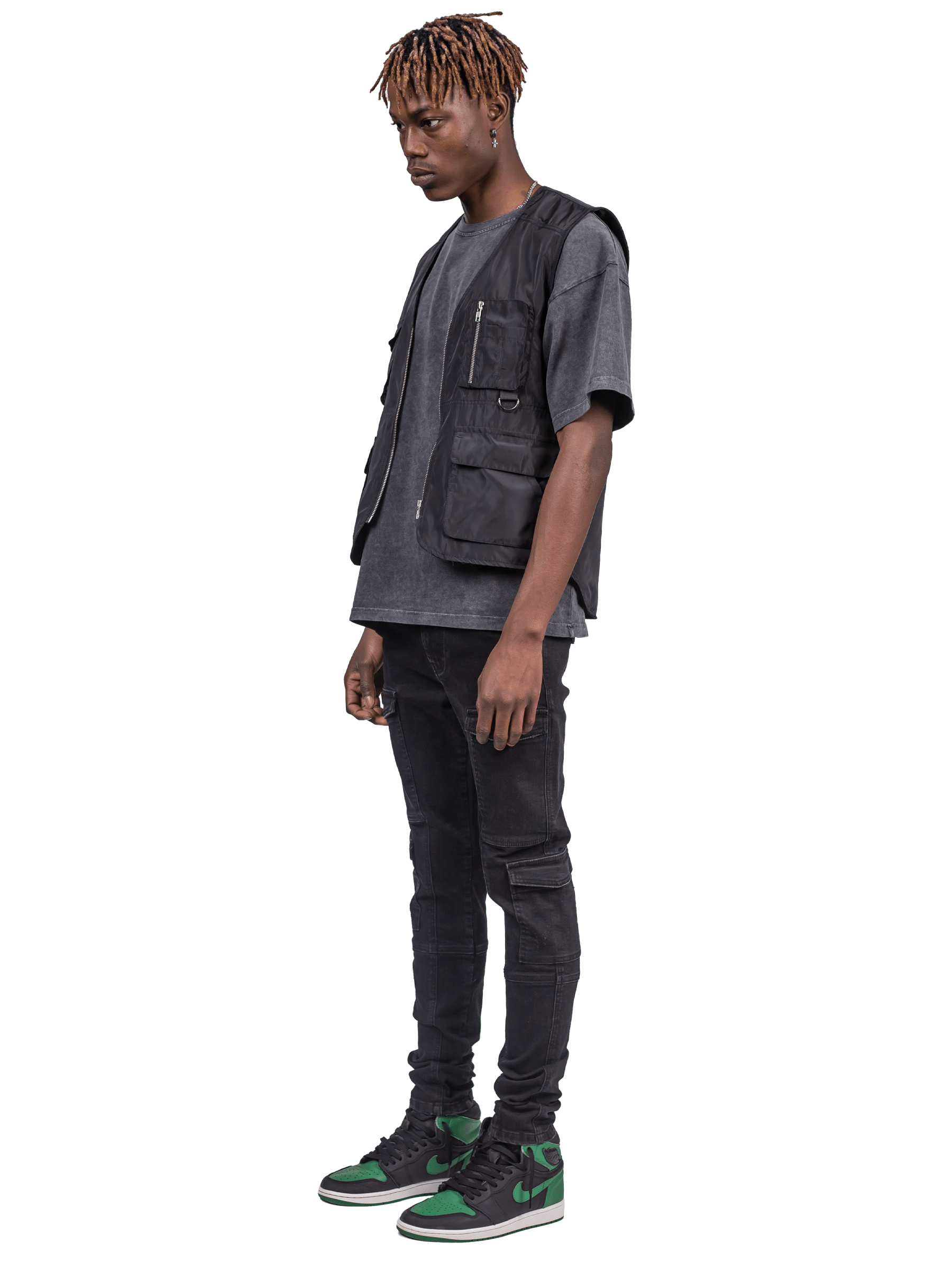 Front Pocket Cargo Denim - Black