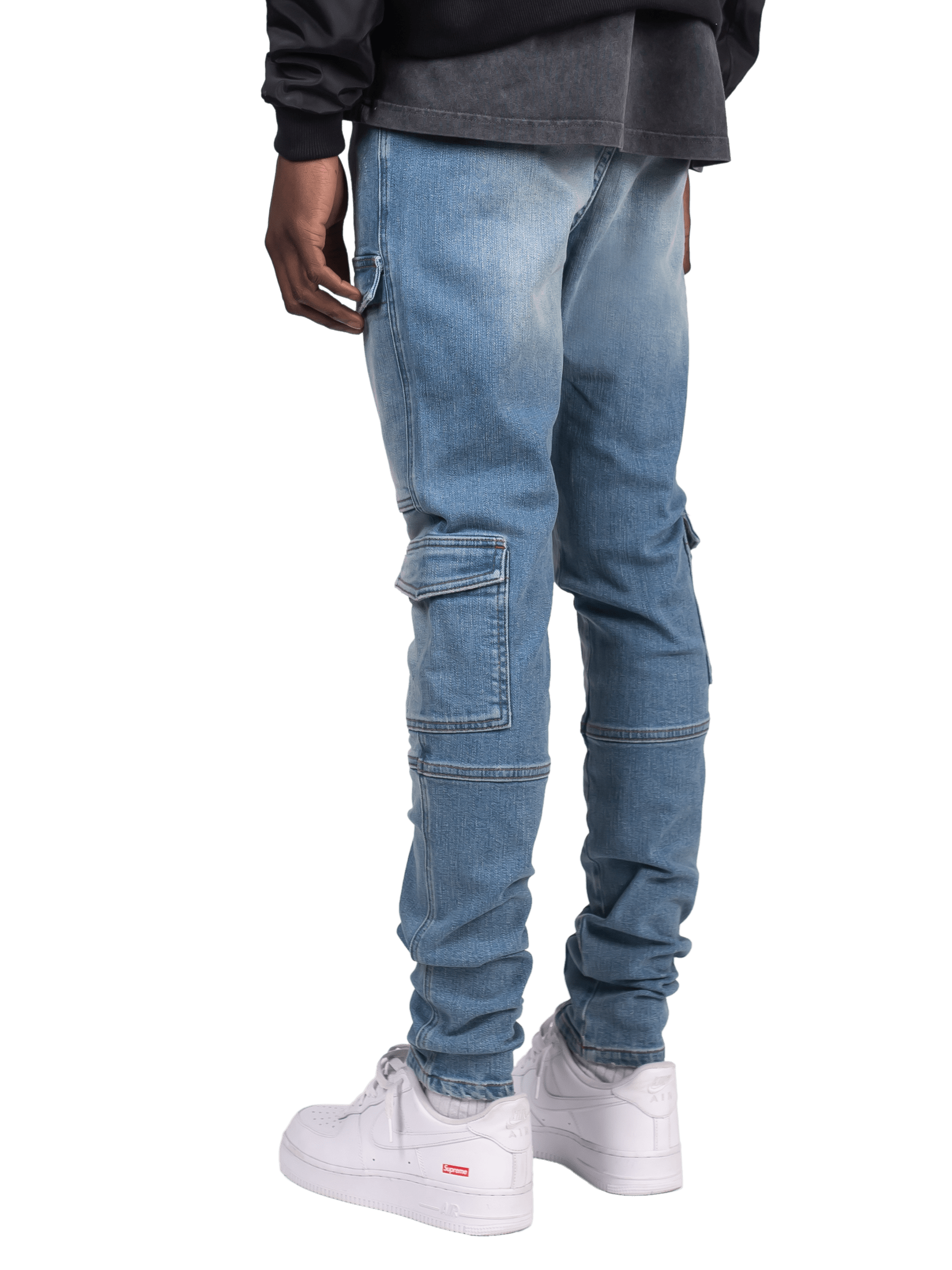 Front Pocket Cargo Denim - Light Stone
